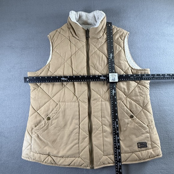 Faux Shearling Vest Women's XL Light Tan / Beige Reversible - Picture 3 of 7